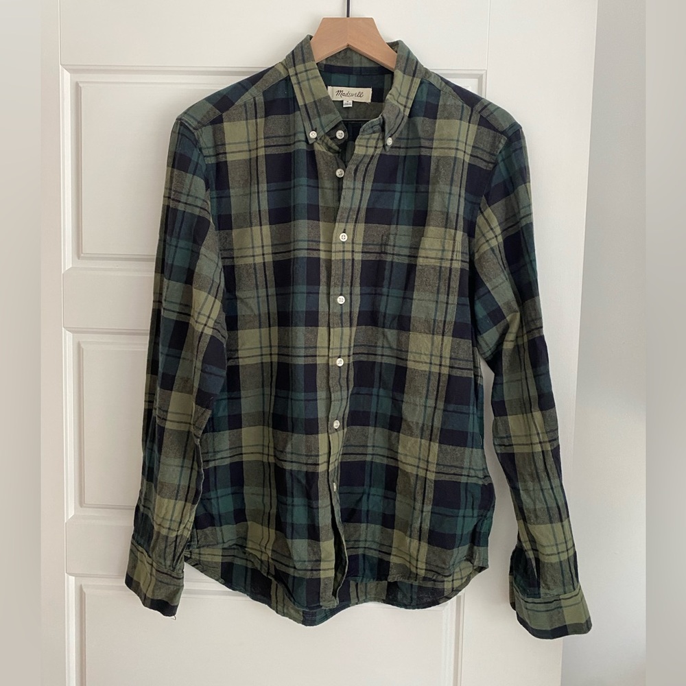 Madewell lightweight green flannel